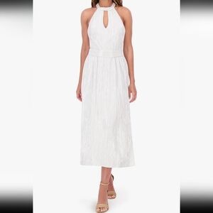 $138 Kensie Keyhole Halter Neck Maxi Dress Sz 4 Women White Party Cocktail